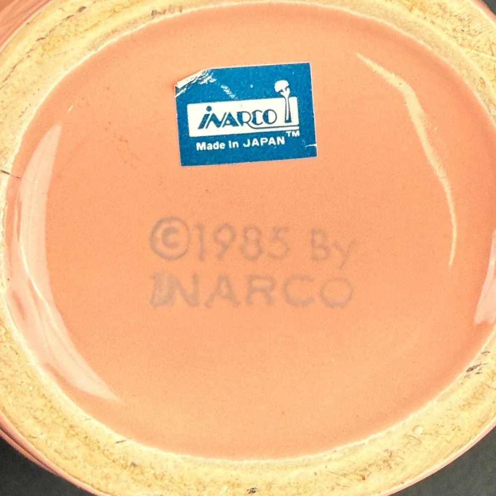 Inarco Ceramic Vase/planter 1985 Art Deco Style Fan Shape Peach Pink Japan